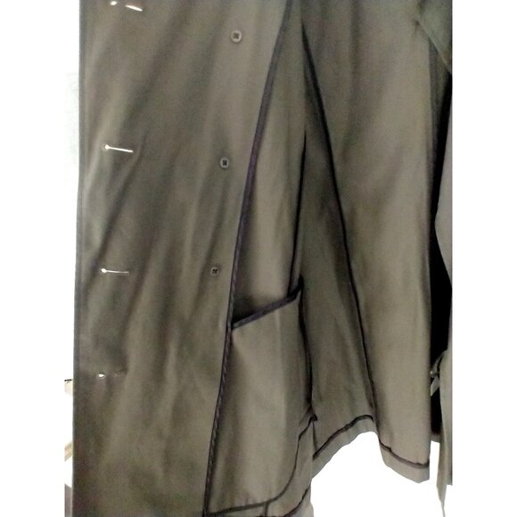 Forever 21 Women's Trench Coat Army Green Mid Length Belt Pockets Cotton - Large - Picture 7 of 12